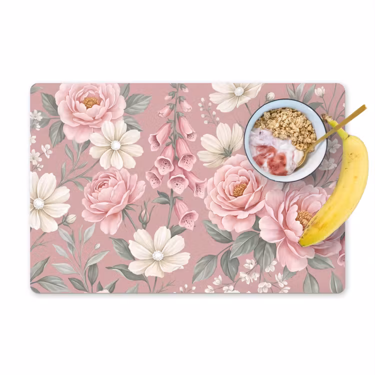 Pioenrozen - Vingerhoedskruid - Pink Placemat vinyl groot -zzzproduct_Kitchenyeah-website