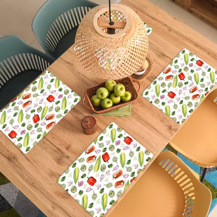 Paprika - Maïs - Patroon - Groente Placemat vinyl groot 368 -zzsfeer5_Kitchenyeah-website