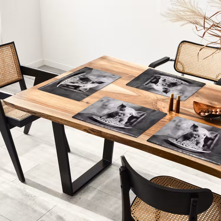 Varken - Schattig - Spaghetti - Zwart wit - Dier Placemat vinyl groot -zzsfeer4_Kitchenyeah-website