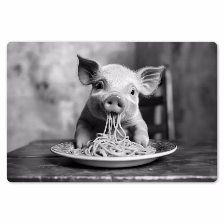 Varken - Schattig - Spaghetti - Zwart wit - Dier Placemat vinyl groot -zzsfeer1_Kitchenyeah-website