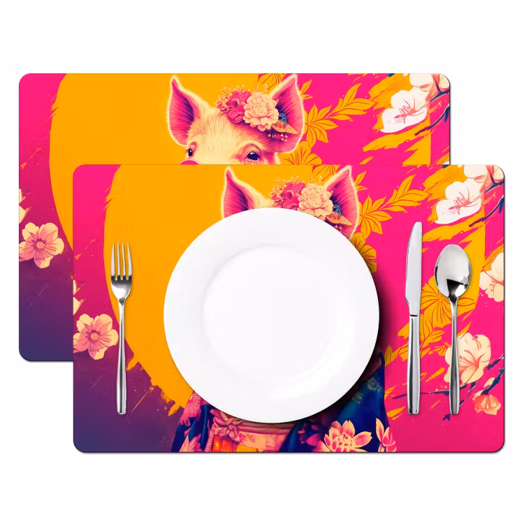 Varken - Bloemkroon - Kimono - Abstract Placemat vinyl groot -zzsfeer2_Kitchenyeah-website