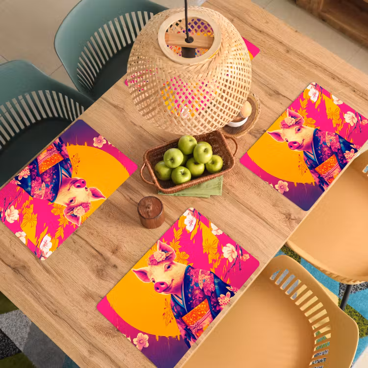 Varken - Bloemkroon - Kimono - Abstract Placemat vinyl groot -zzsfeer5_Kitchenyeah-website