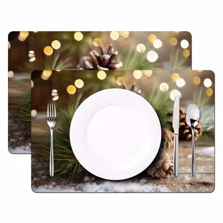 Dennenappels - Kerstsfeer - Bruin - Groen Placemat vinyl groot -zzsfeer2_Kitchenyeah-website
