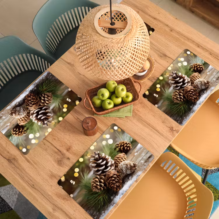 Dennenappels - Kerstsfeer - Bruin - Groen Placemat vinyl groot -zzsfeer5_Kitchenyeah-website