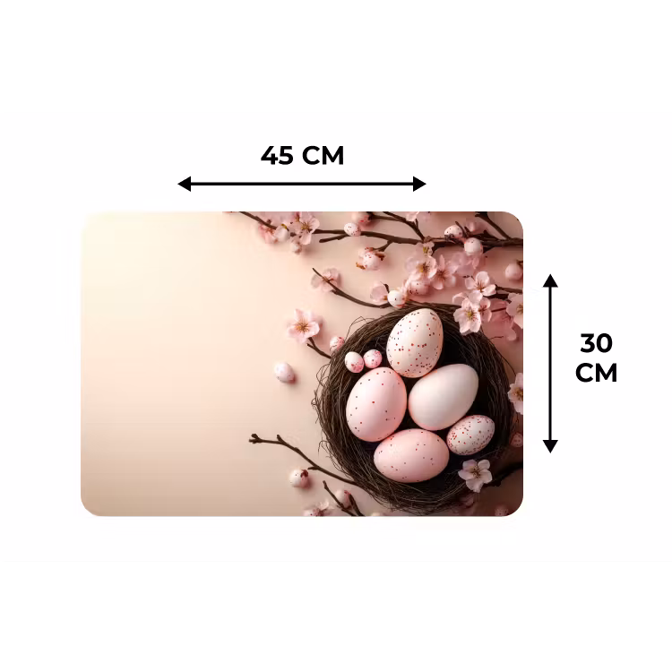 Roze - Bloesems - Eieren Placemat vinyl groot -specs