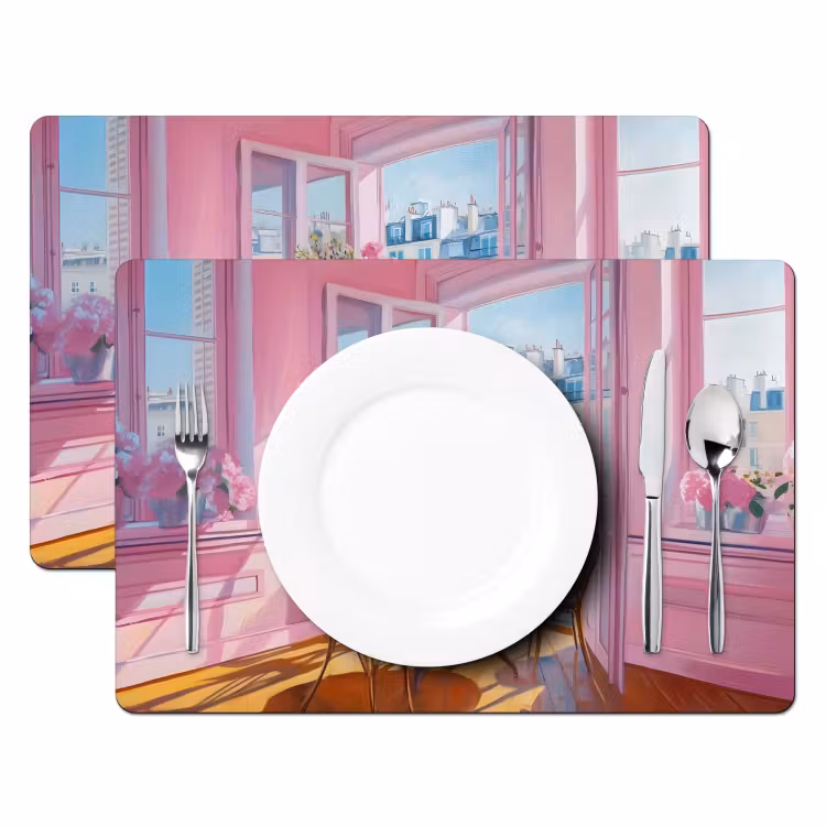 Pink - City - Bloemen Placemat vinyl groot -zzsfeer2_Kitchenyeah-website