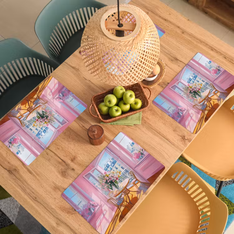 Pink - City - Bloemen Placemat vinyl groot -zzsfeer5_Kitchenyeah-website