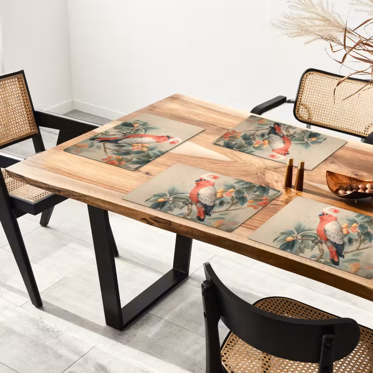 Roze kuifkaketoe - Tak met vruchten - Bladeren Placemat vinyl groot -zzsfeer4_Kitchenyeah-website
