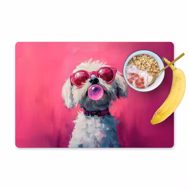 Pink - Hond - Bubbel Placemat vinyl groot -zzzproduct_Kitchenyeah-website