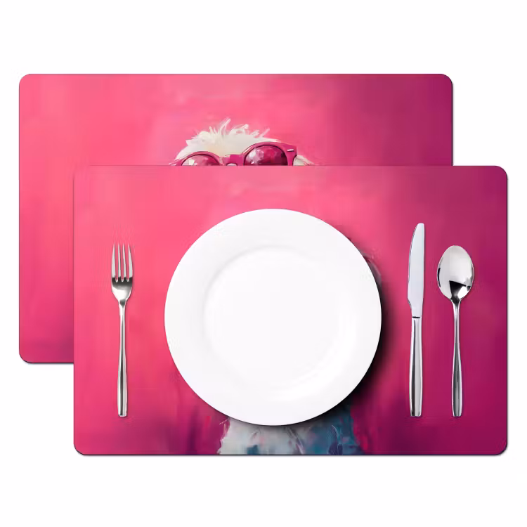 Pink - Hond - Bubbel Placemat vinyl groot -zzsfeer2_Kitchenyeah-website