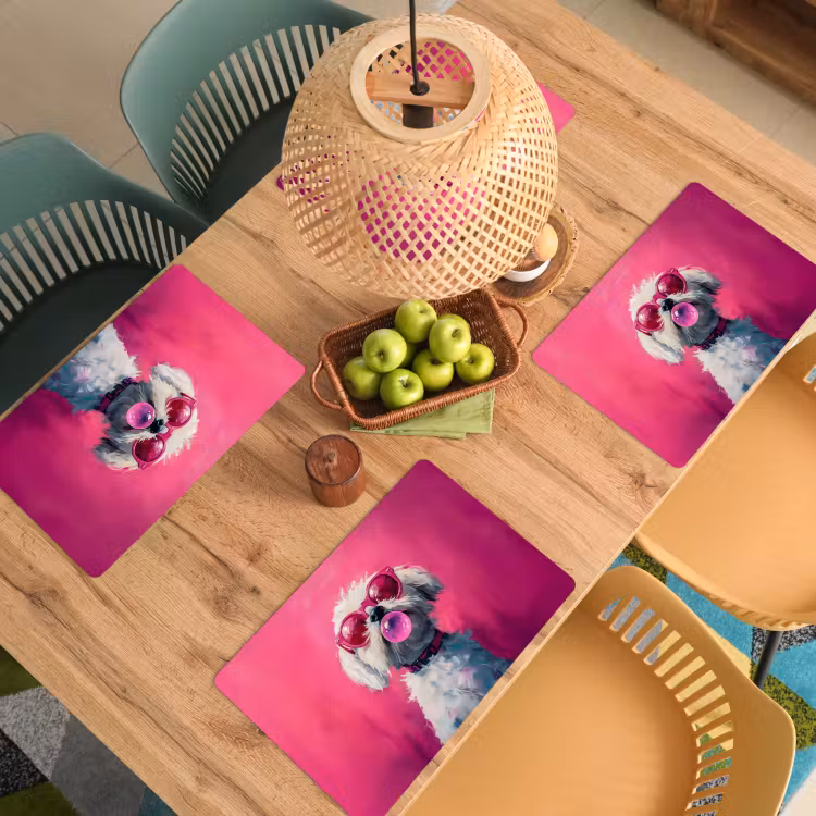 Pink - Hond - Bubbel Placemat vinyl groot -zzsfeer5_Kitchenyeah-website