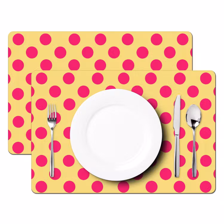 Roze - Stippen - Geel Placemat vinyl groot 368 -zzsfeer2_Kitchenyeah-website