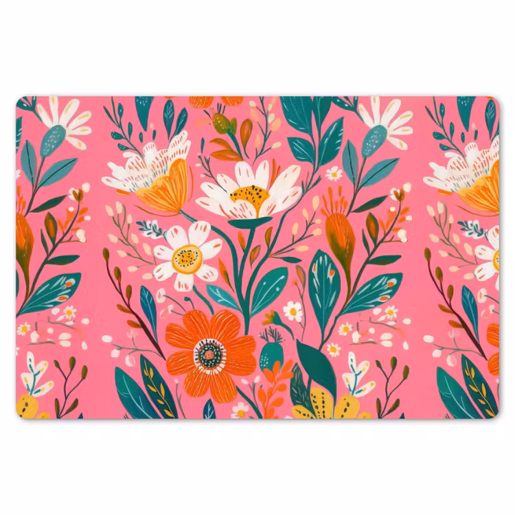 Roze - Bloemen - Wit - Oranje Placemat vinyl groot -zzsfeer1_Kitchenyeah-website