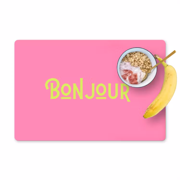 Roze - Groene Bonjour - art-deco Placemat vinyl groot -zzzproduct_Kitchenyeah-website