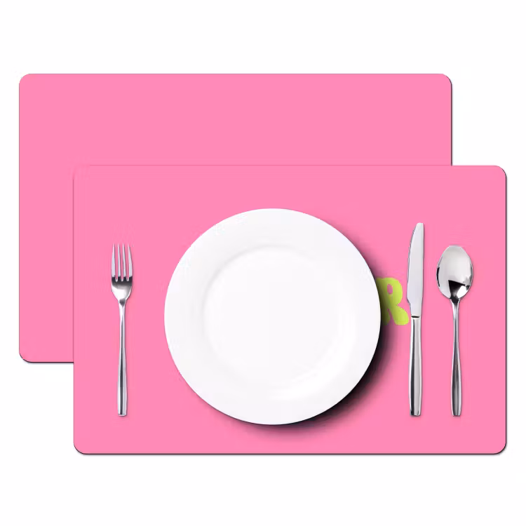 Roze - Groene bonjour - Organisch Placemat vinyl groot -zzsfeer2_Kitchenyeah-website