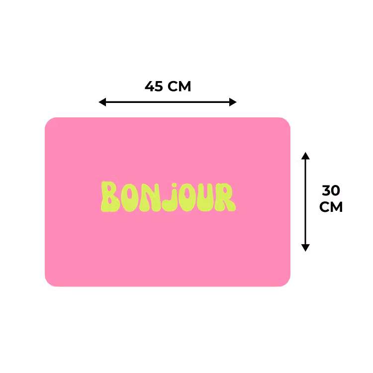 Roze - Groene bonjour - Organisch Placemat vinyl groot -specs