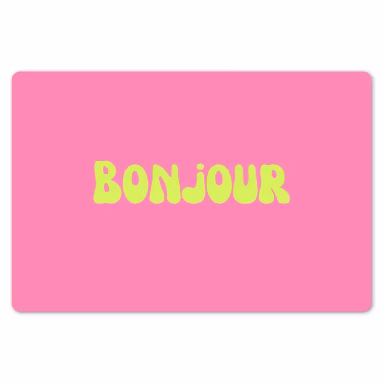Roze - Groene bonjour - Organisch Placemat vinyl groot -zzsfeer1_Kitchenyeah-website