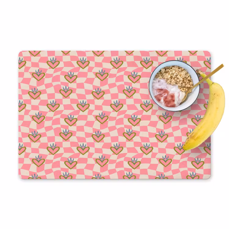 Roze - Retro - Patroon - Geblokt Placemat vinyl groot 368 -zzzproduct_Kitchenyeah-website