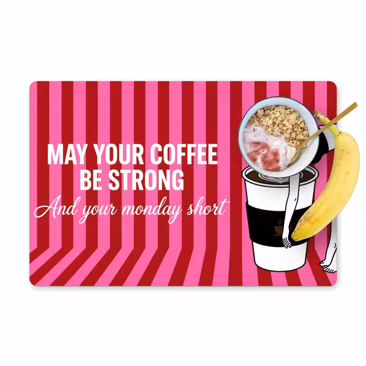 Roze - Strepen - Koffie - Maandag Placemat vinyl groot -zzzproduct_Kitchenyeah-website