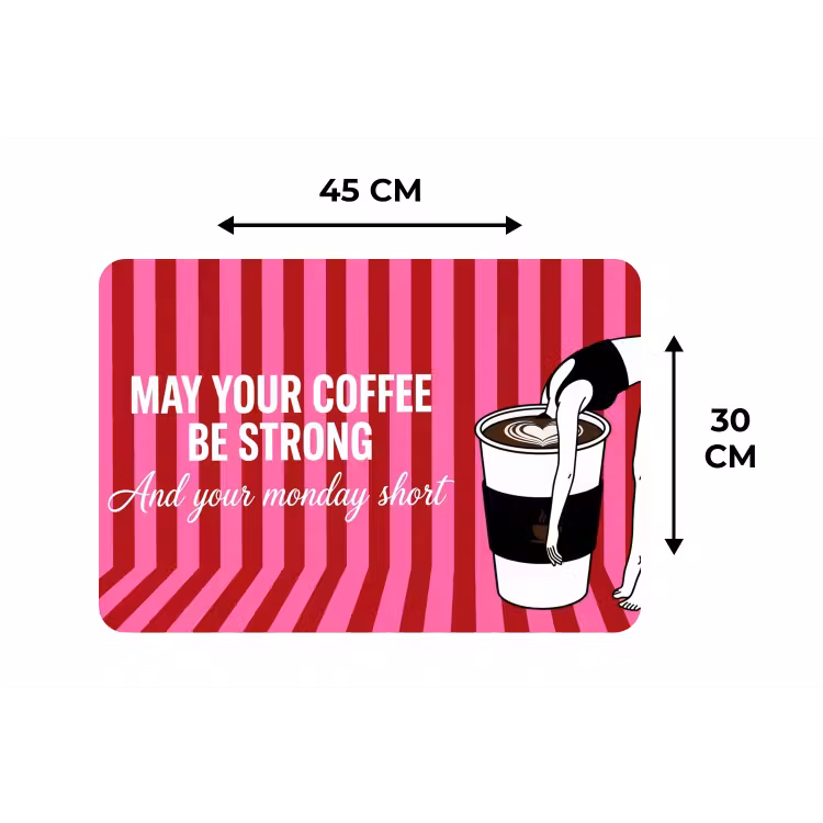 Roze - Strepen - Koffie - Maandag Placemat vinyl groot -specs
