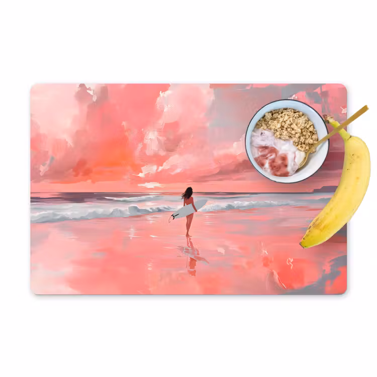 Roze - Surfen - Zee Placemat vinyl groot -zzzproduct_Kitchenyeah-website