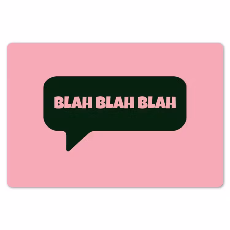 Roze - Tekstwolk - Groen - BLAH BLAH BLAH Placemat vinyl groot -zzsfeer1_Kitchenyeah-website