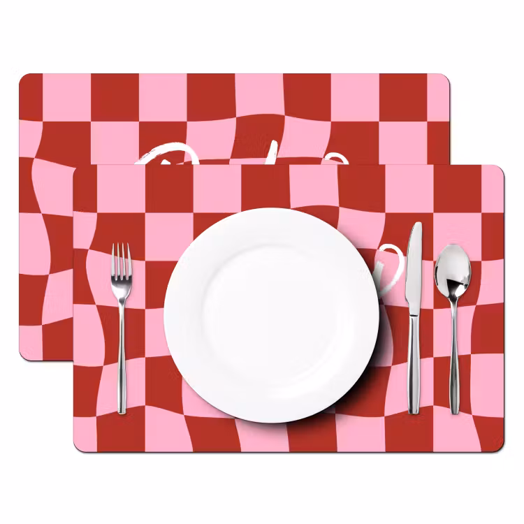 Pinky up - Geblokt - Bordeauxrood Placemat vinyl groot -zzsfeer2_Kitchenyeah-website