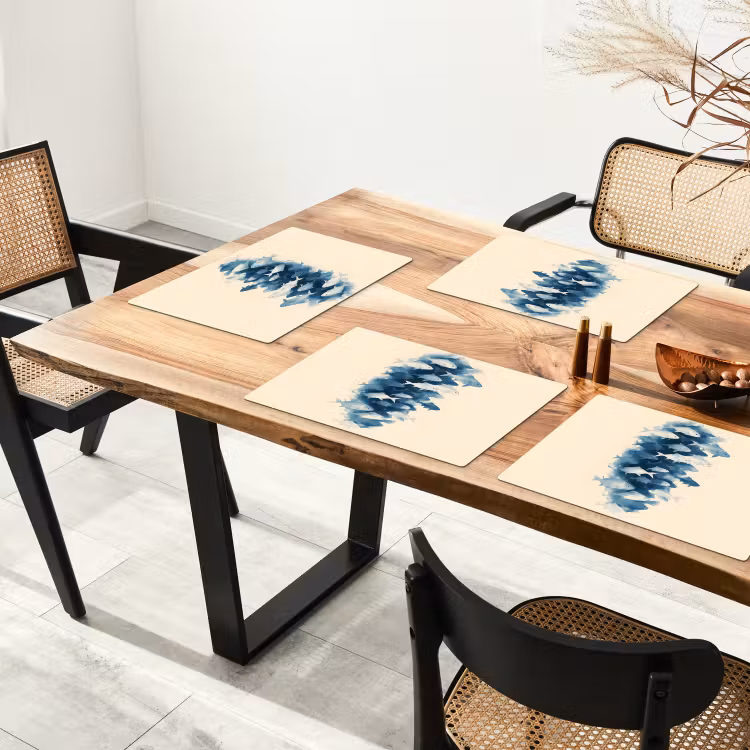 Vissen - Minimalistisch - Blauw Placemat vinyl groot -zzsfeer4_Kitchenyeah-website