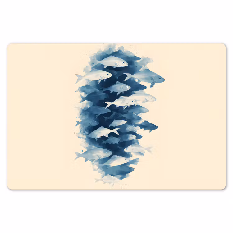 Vissen - Minimalistisch - Blauw Placemat vinyl groot -zzsfeer1_Kitchenyeah-website