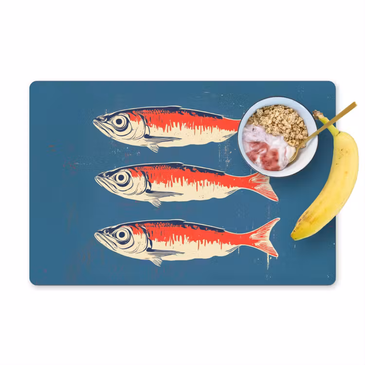 Vissen - Rood - Blauw Placemat vinyl groot -zzzproduct_Kitchenyeah-website