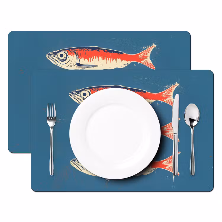 Vissen - Rood - Blauw Placemat vinyl groot -zzsfeer2_Kitchenyeah-website