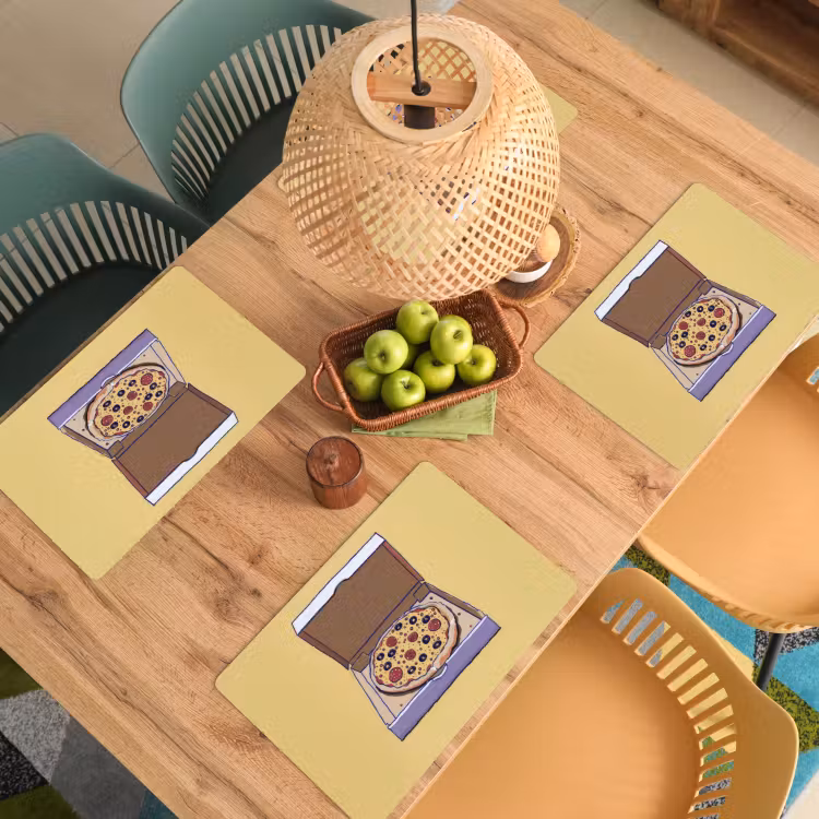 Pizza - Doos - Salami - Illustratie Placemat vinyl groot -zzsfeer5_Kitchenyeah-website