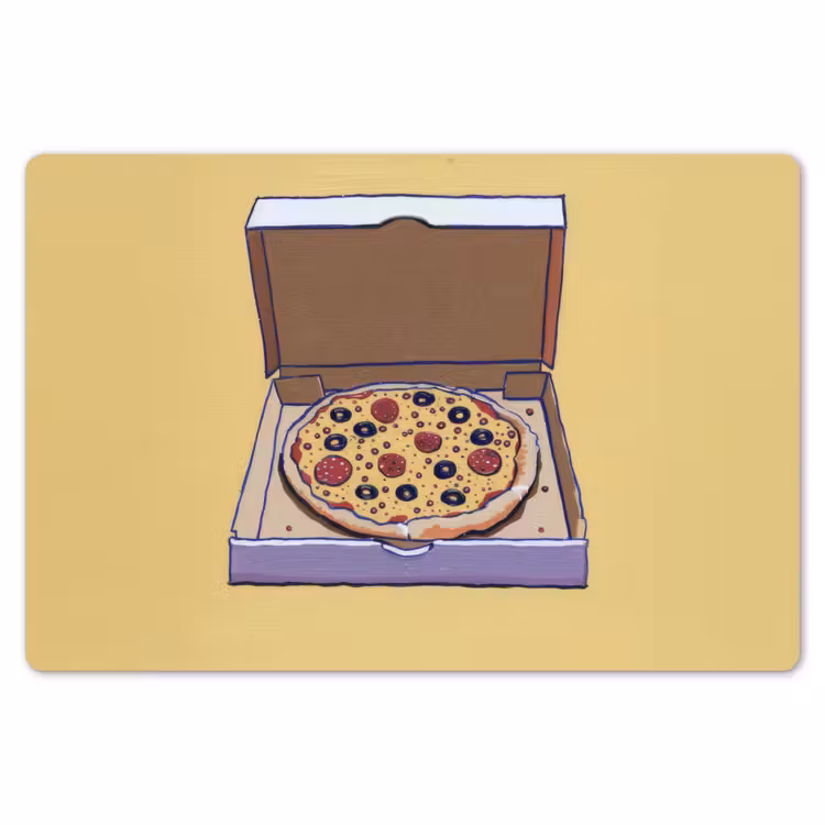 Pizza - Doos - Salami - Illustratie Placemat vinyl groot -zzsfeer1_Kitchenyeah-website
