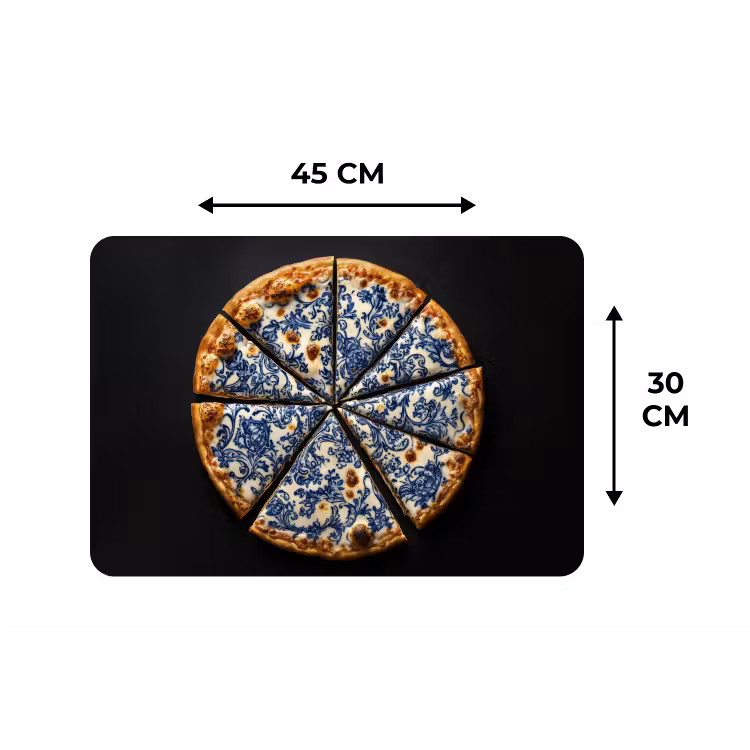 Pizza - Eten - Delftsblauw Placemat vinyl groot -specs