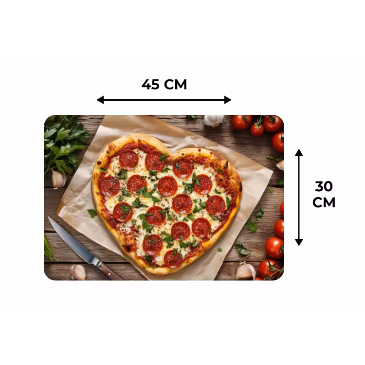 Pizza - Hart - Pepperoni - Tomaat Placemat vinyl groot -specs
