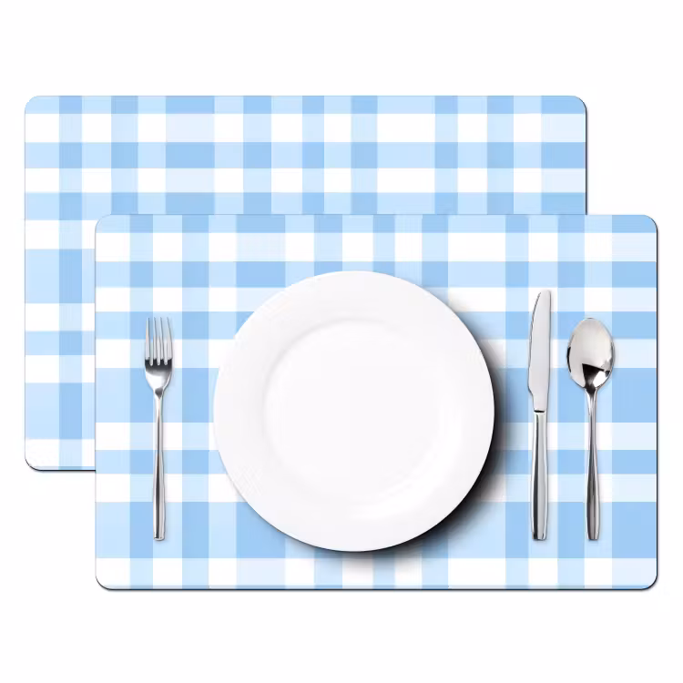 Ruit - Patroon - Blauw Placemat vinyl groot 368 -zzsfeer2_Kitchenyeah-website