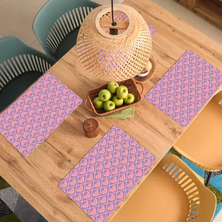 Ruit - Patroon - Paars - Hartjes Placemat vinyl groot 368 -zzsfeer5_Kitchenyeah-website