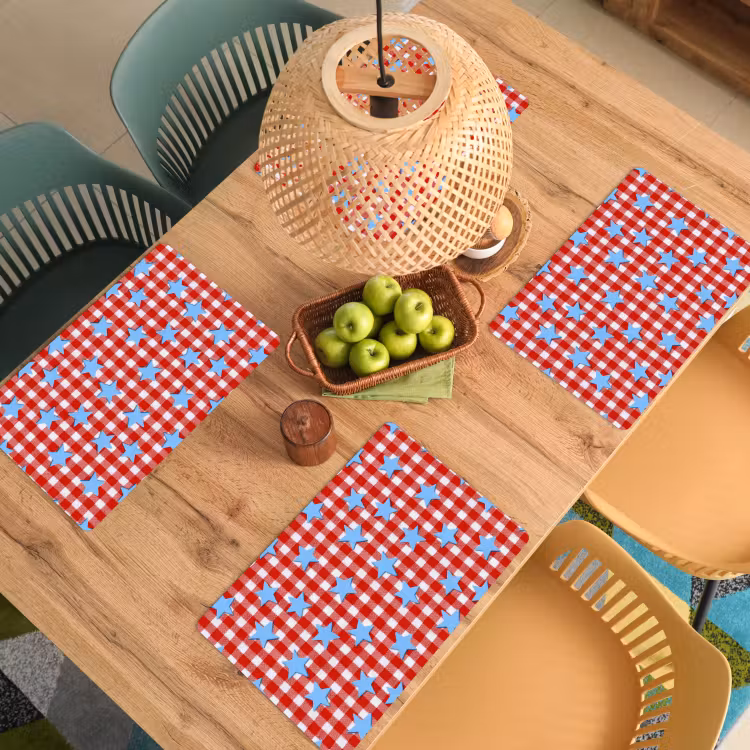 Ruit - Sterren - Rood Placemat vinyl groot 368 -zzsfeer5_Kitchenyeah-website