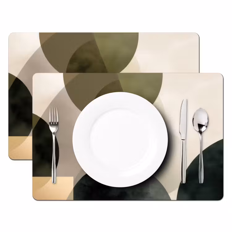 Vlakken - Abstract - Beige - Cirkels Placemat vinyl groot -zzsfeer2_Kitchenyeah-website
