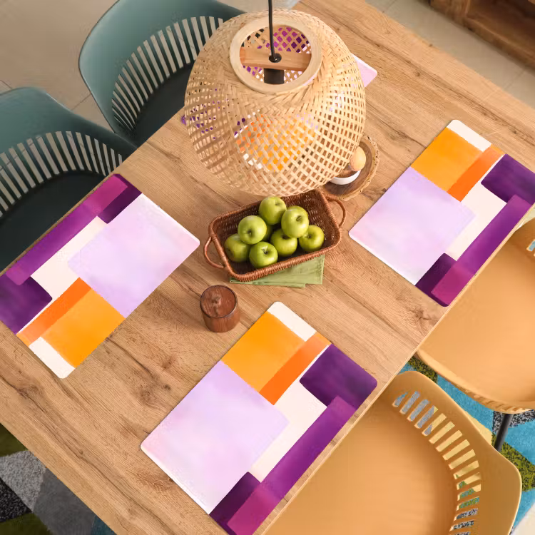 Vlakken - Abstract - Rechthoekig - Oranje Placemat vinyl groot -zzsfeer5_Kitchenyeah-website