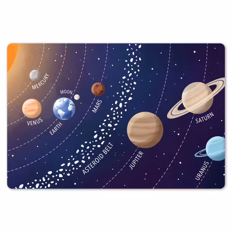 Planetenstelsel - Ruimte - Illustratie Placemat vinyl groot -zzsfeer1_Kitchenyeah-website