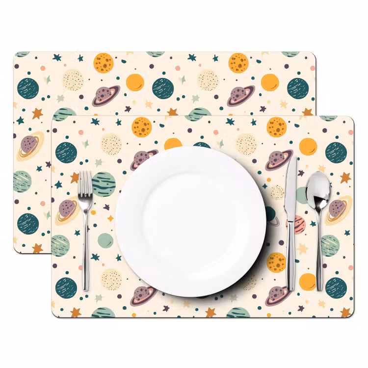 Planeten - Retro - Kleurrijk Placemat vinyl groot 368 -zzsfeer2_Kitchenyeah-website