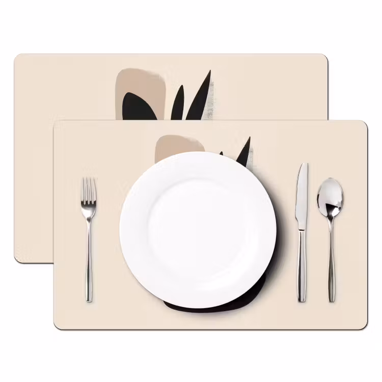Plant - Beige - Japandi Placemat vinyl groot -zzsfeer2_Kitchenyeah-website