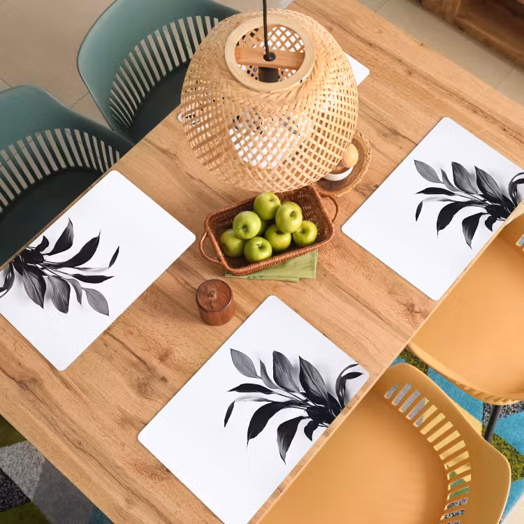 Plant - Bladeren - Minimalistisch - Zwart Placemat vinyl groot -zzsfeer5_Kitchenyeah-website