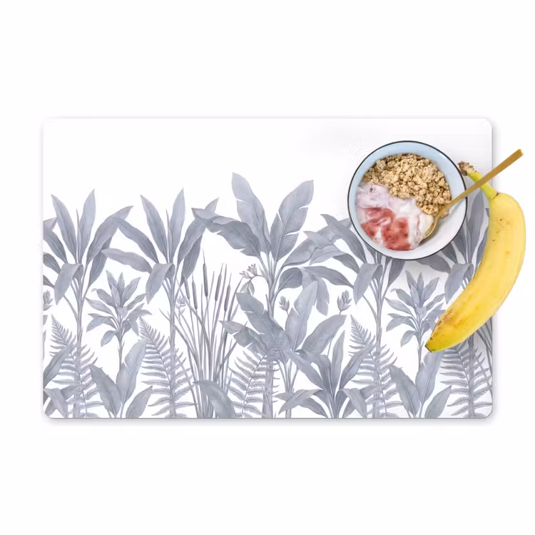 Planten - Bladeren - Natuur - Grijs Placemat vinyl groot -zzzproduct_Kitchenyeah-website
