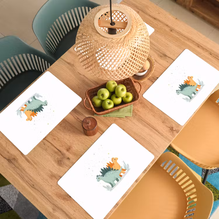 Planten - Sterren - Dinosaurussen - Oranje Placemat vinyl groot -zzsfeer5_Kitchenyeah-website