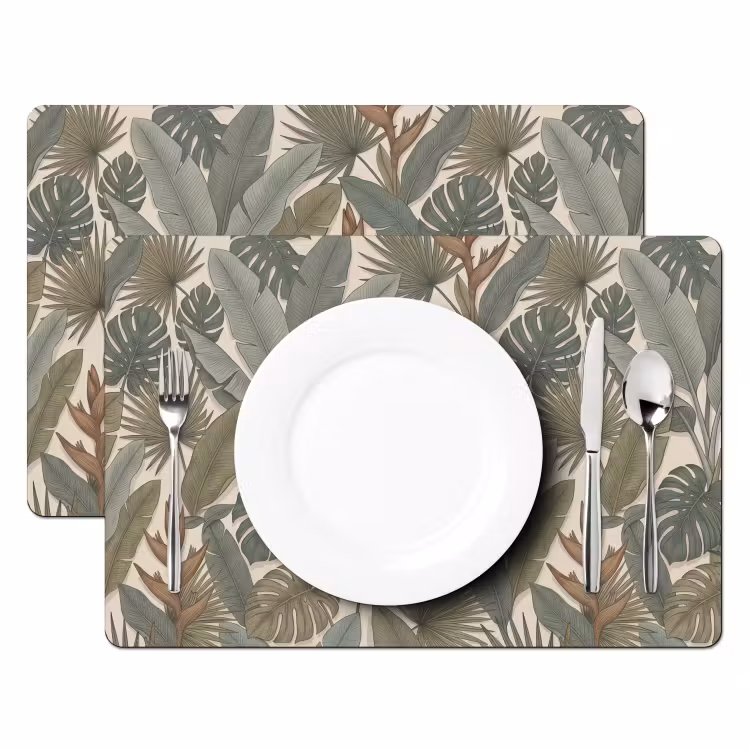 Planten - Tropisch - Natuur - Illustratie - Groen Placemat vinyl groot -zzsfeer2_Kitchenyeah-website