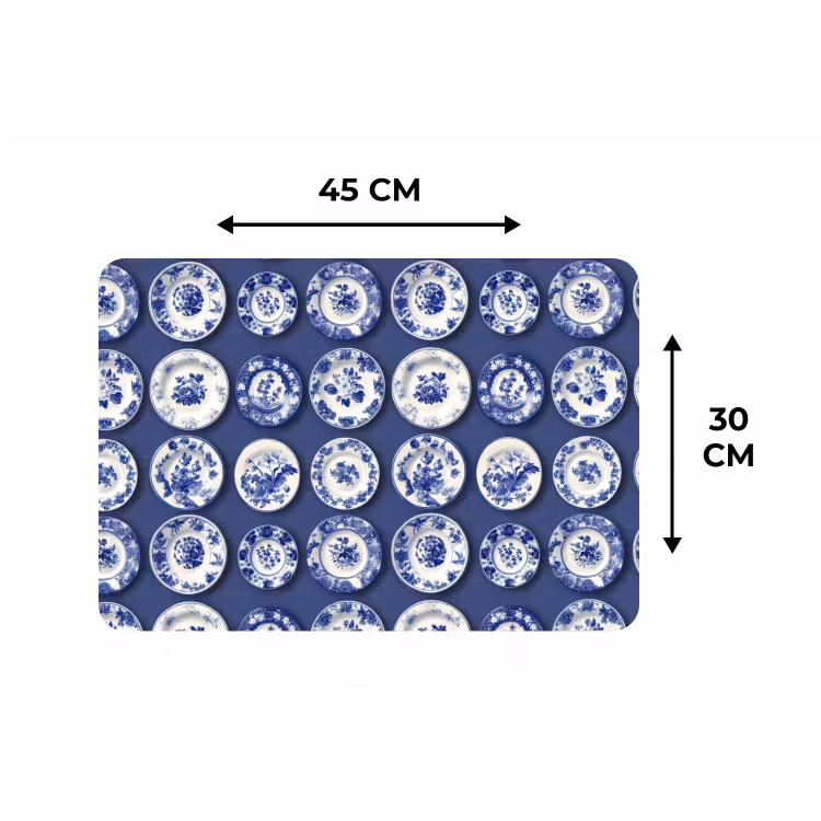 Borden - Floraal - Blauw Placemat vinyl groot 368 -specs