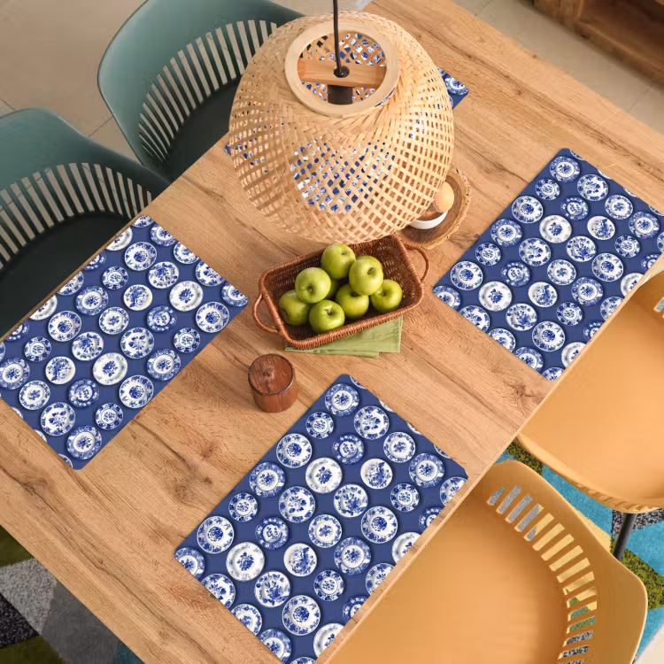 Borden - Floraal - Blauw Placemat vinyl groot 368 -zzsfeer5_Kitchenyeah-website