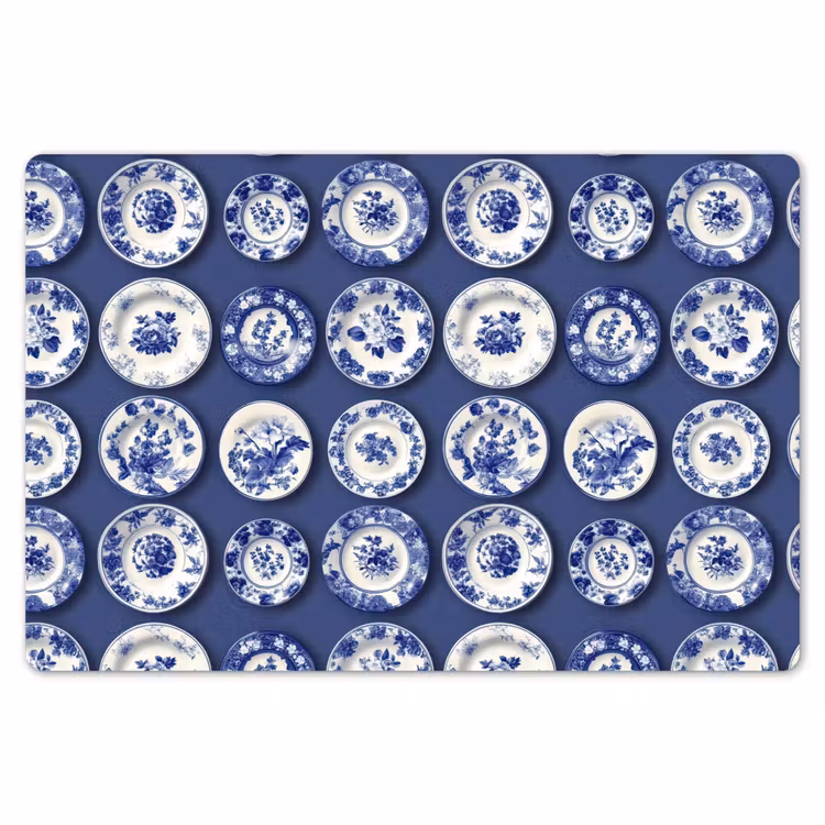 Borden - Floraal - Blauw Placemat vinyl groot 368 -zzsfeer1_Kitchenyeah-website